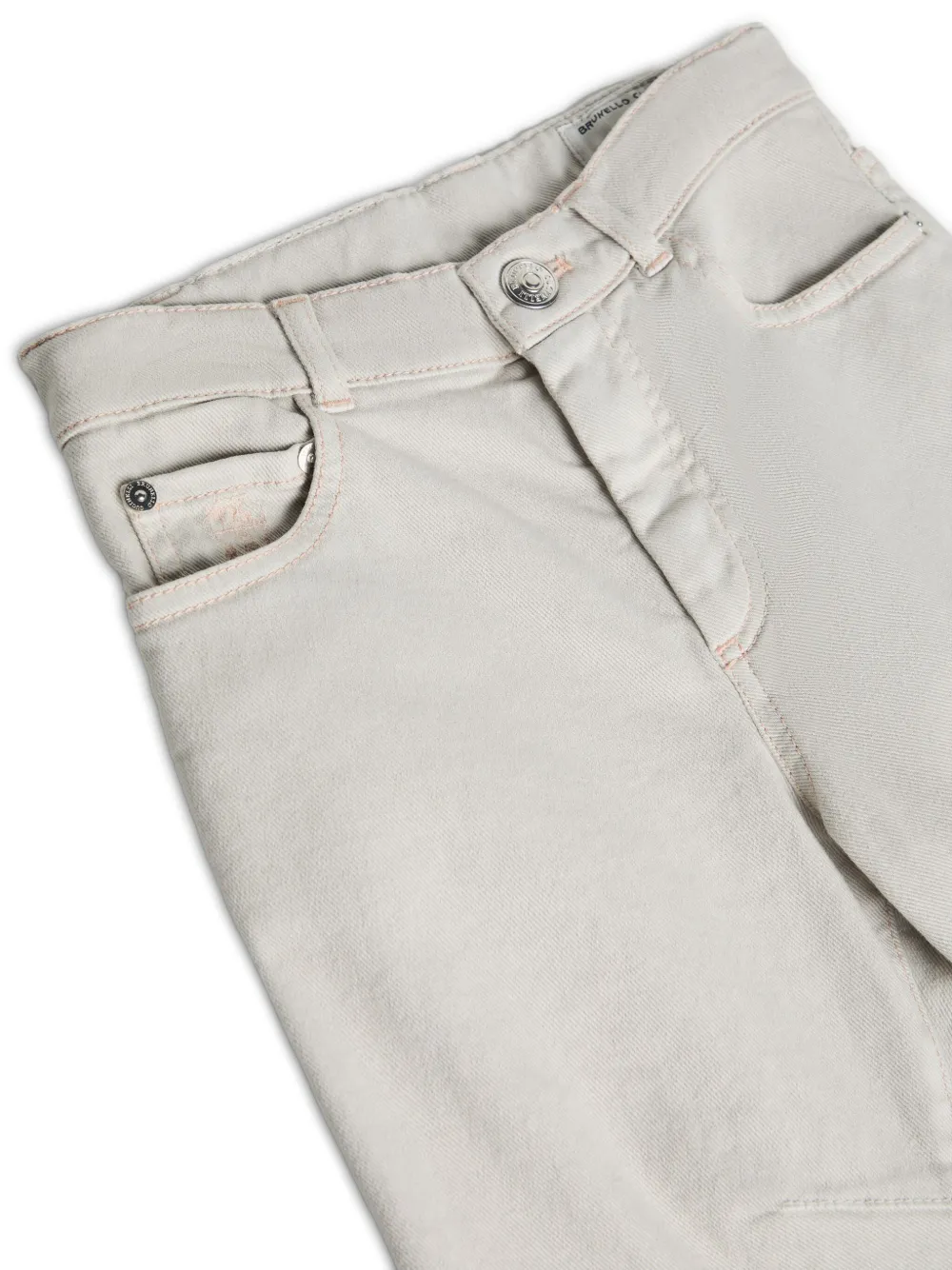 Брюки с контрастной строчкой Brunello Cucinelli Kids, белый — фото 3