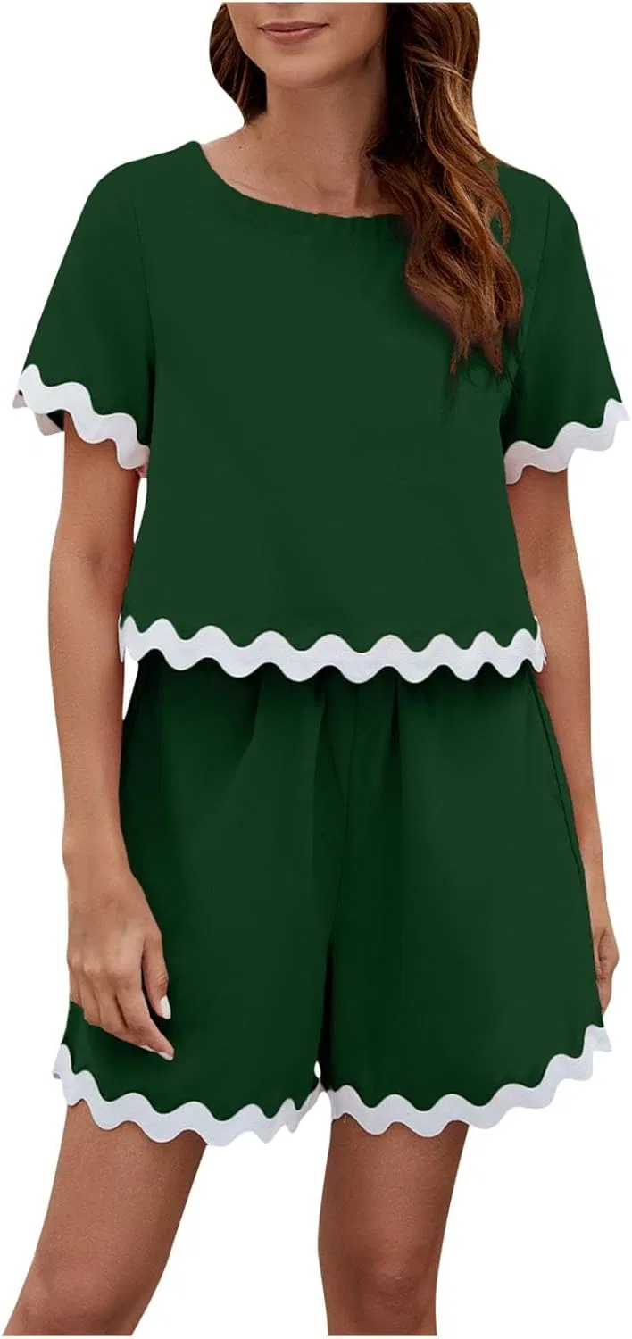 Женский спортивный костюм из топа и шорт, Generic, Mint Green