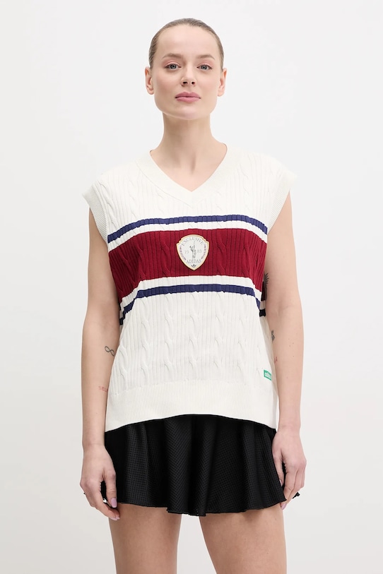Хлопковая жилетка Adidas Originals Retro Sports Cricket-Inspired, кремовый — фото 2