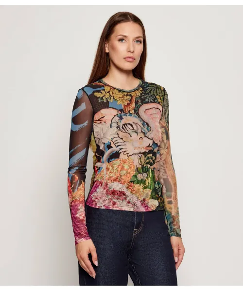 

Блузка с драконом Slim fit Desigual, мультиколор