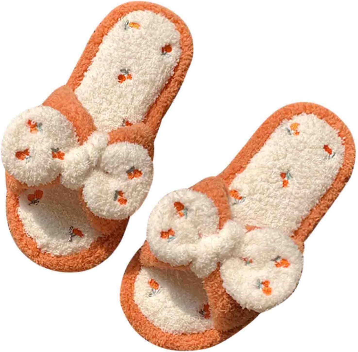 

Тапочки для женщин и мужчин с фруктовым принтом, плюшевые, удобные, открытые носки, теплые мягкие домашние тапки с мемори-пеной (38-39, клубника) Znel, оранжевый