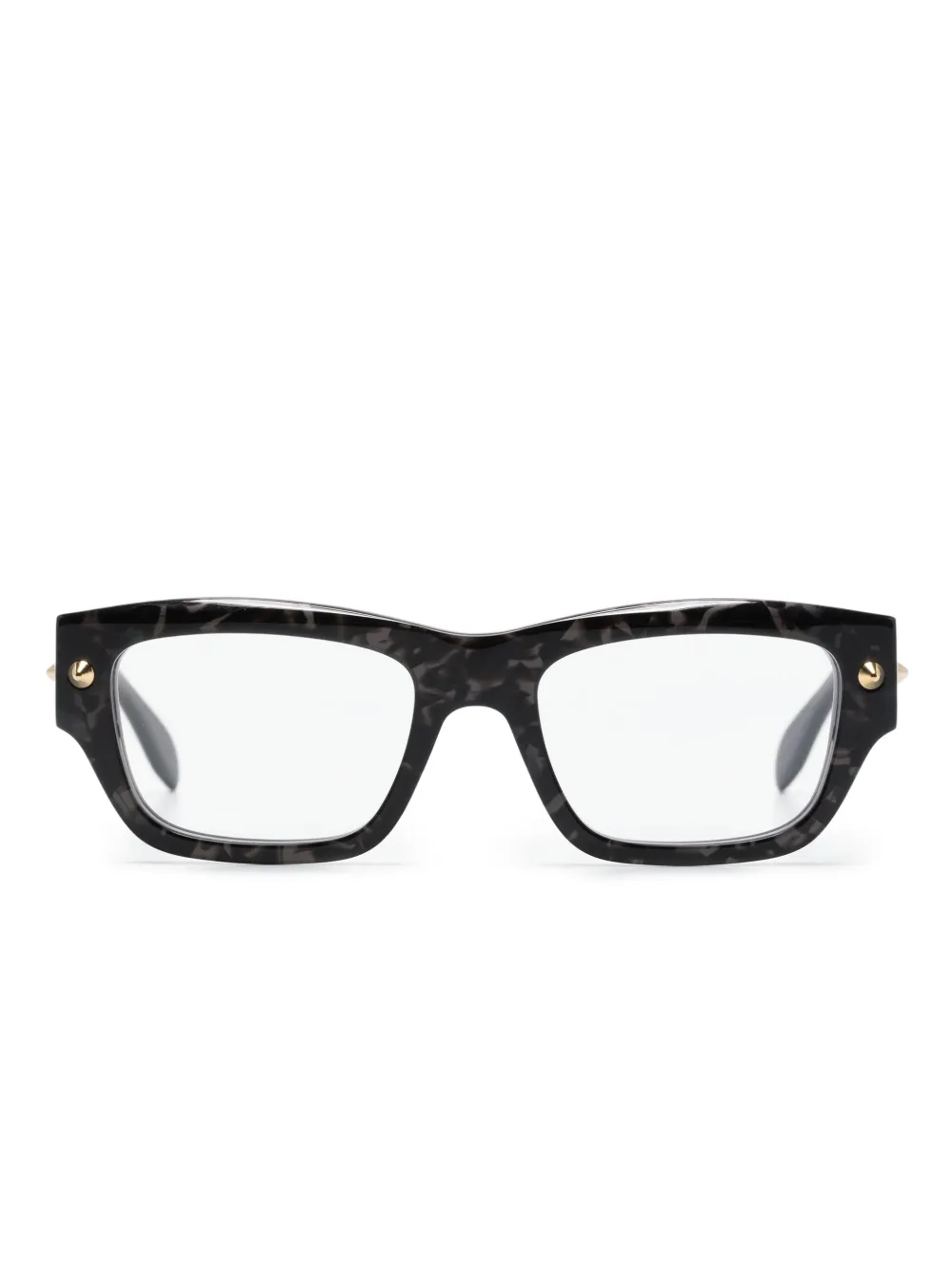 

Очки трапециевидной формы с заклепками-шипами Alexander McQueen Eyewear, черный