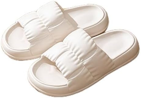 

Летние женские супер легкие облачные тапочки, мягкая подошва, противоскользящие, на плоской подошве с толстой платформой, быстросохнущие для ежедневного использования, для ванной, пляжные сандалии Generic, белый