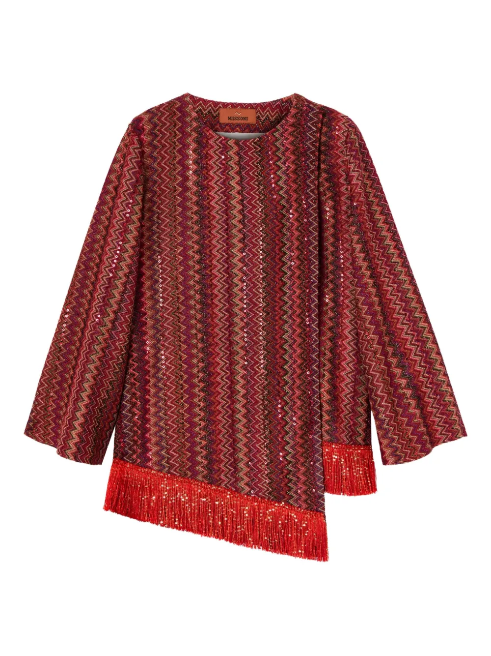 

Блузка с бахромой и зигзагообразным узором Missoni Kids, красный