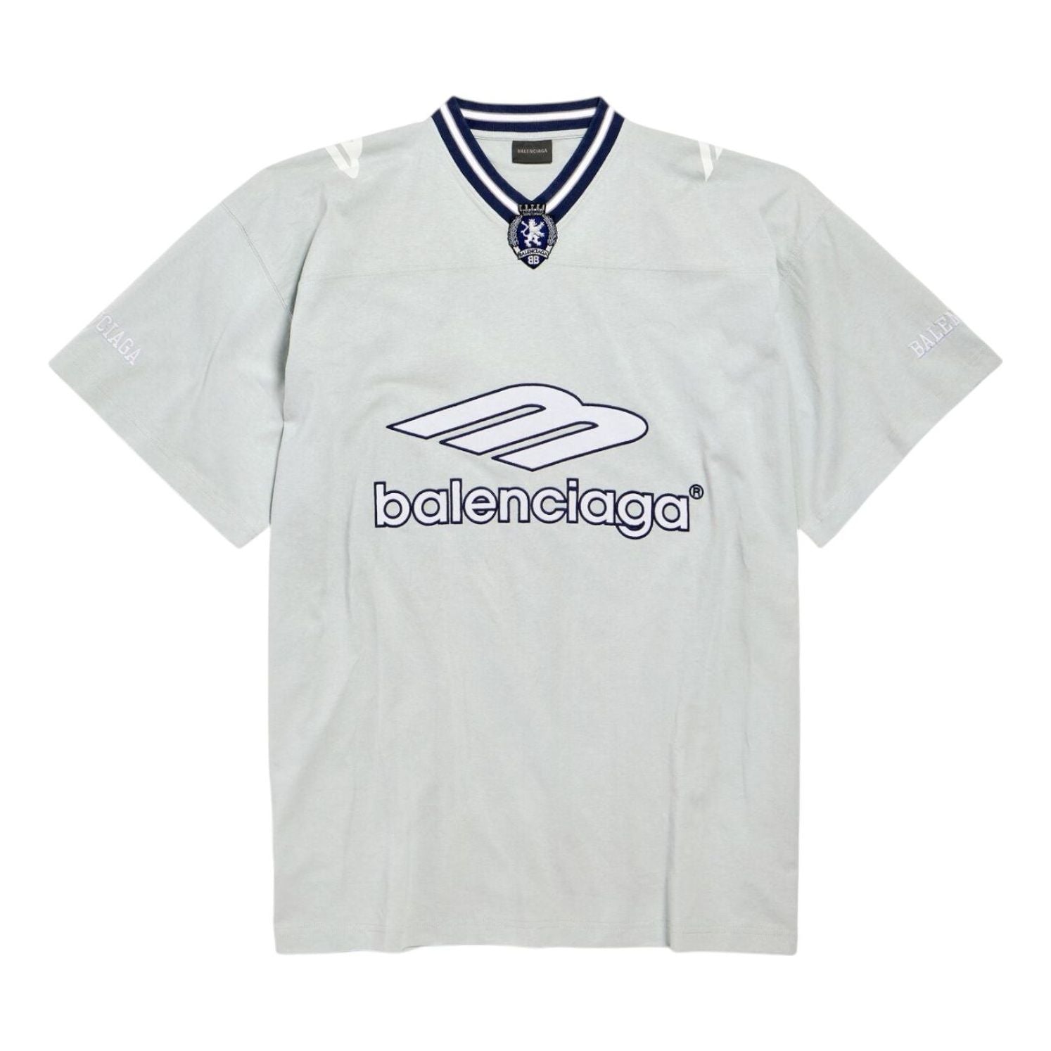 

Футболка Balenciaga 3B Football с V-образным вырезом, оверсайз, цвет «Новый серый»