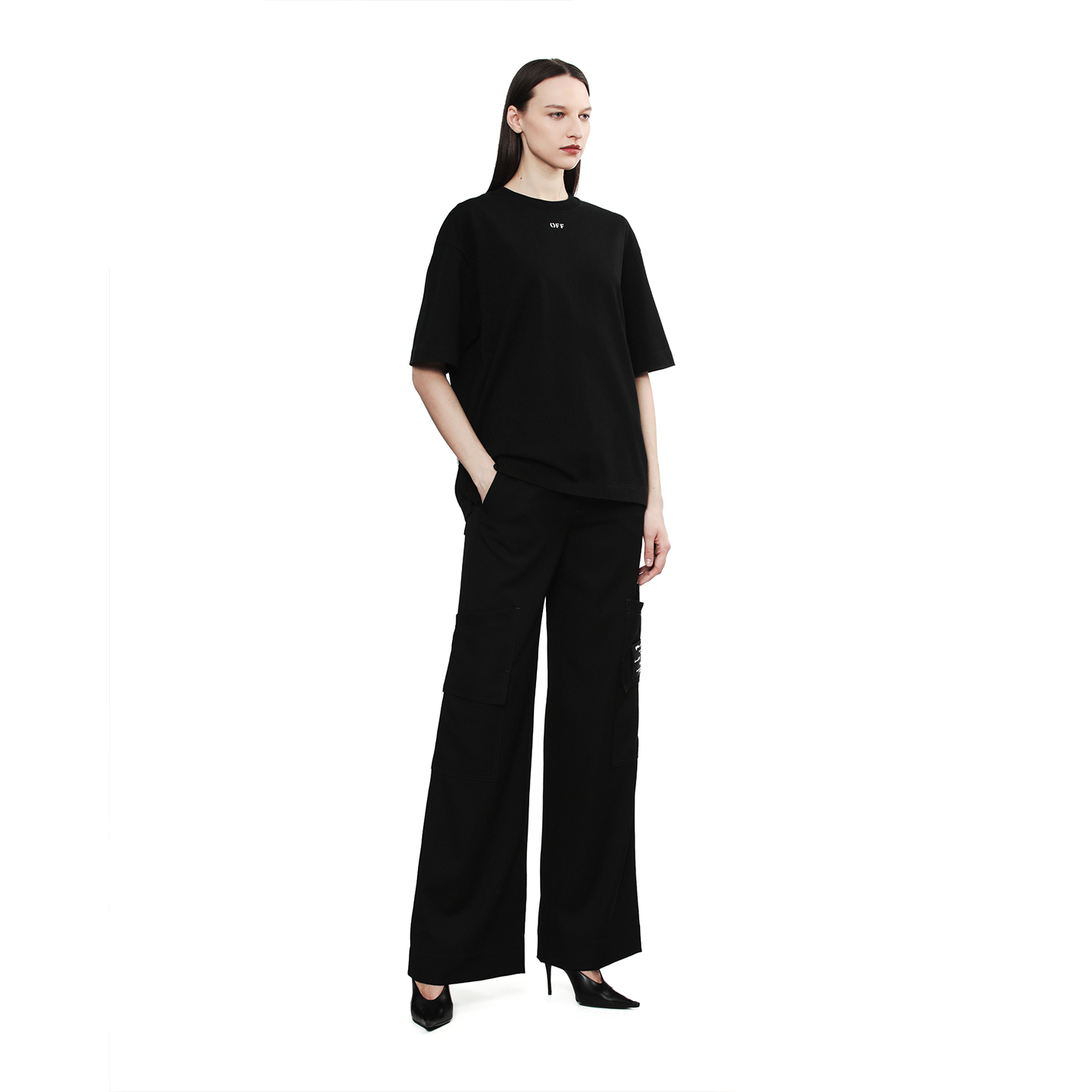 OFF-WHITE Футболка OFF WHITE Unisex черная с круглым вырезом, средней плотности — фото 4