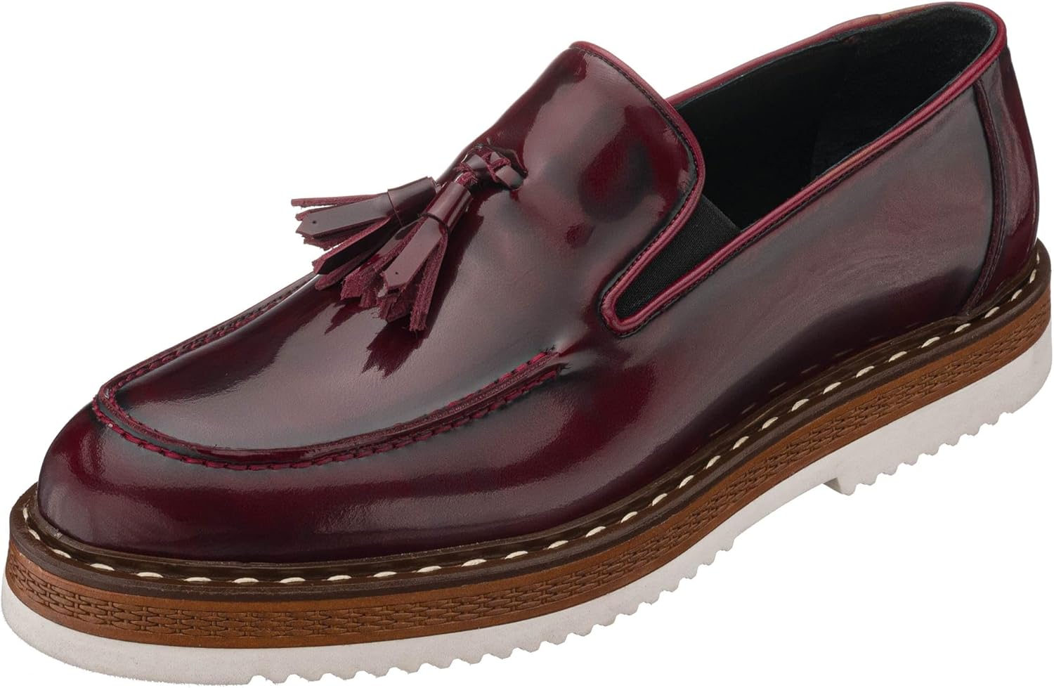 

Мужские лоферы DALGALA из бордовой кожи с ручной отделкой и бахромой, без шнурков, модная подошва EVA, легкая повседневная обувь