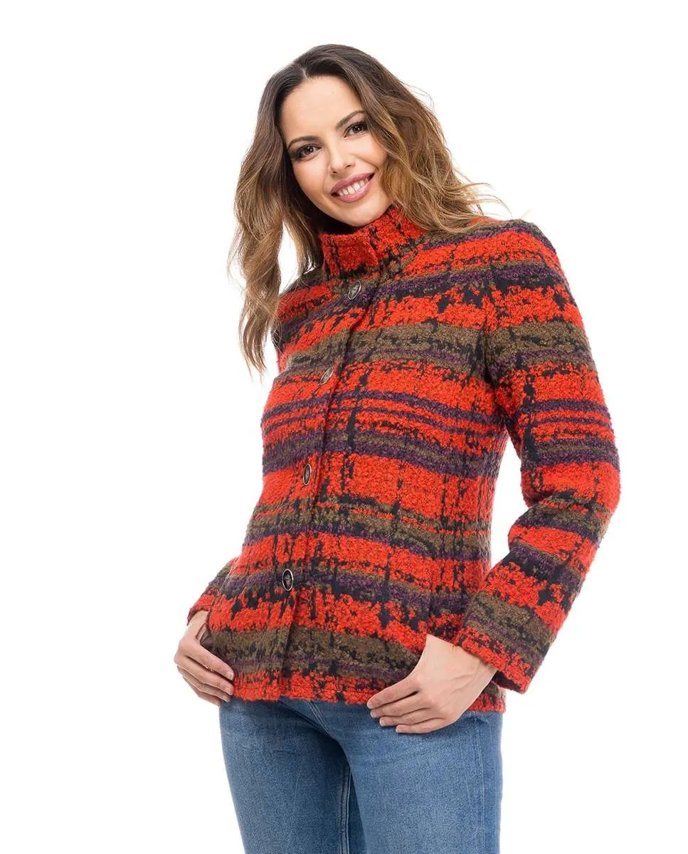 

Женская куртка из фантазийной ткани с воротником-ленточкой Fsh, красный/черный