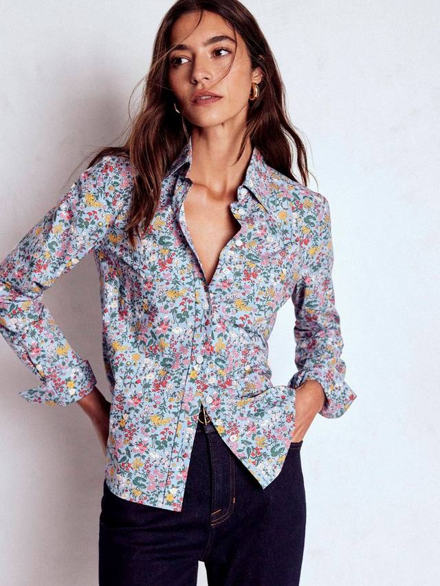 

Сиреневая цветочная рубашка Boden, Blue/Multi