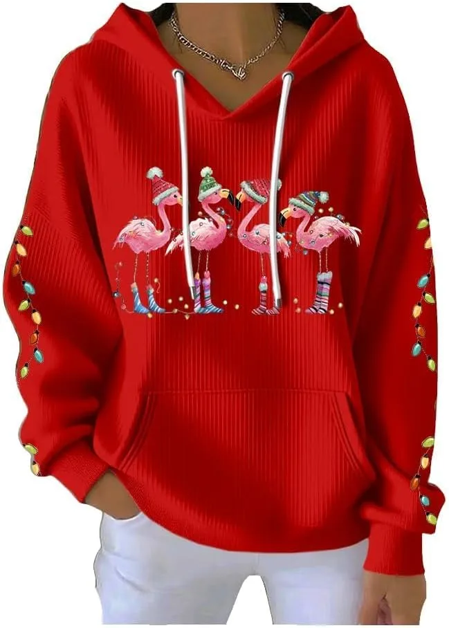 

Женская рождественская толстовка с принтом фламинго KOSEXMA