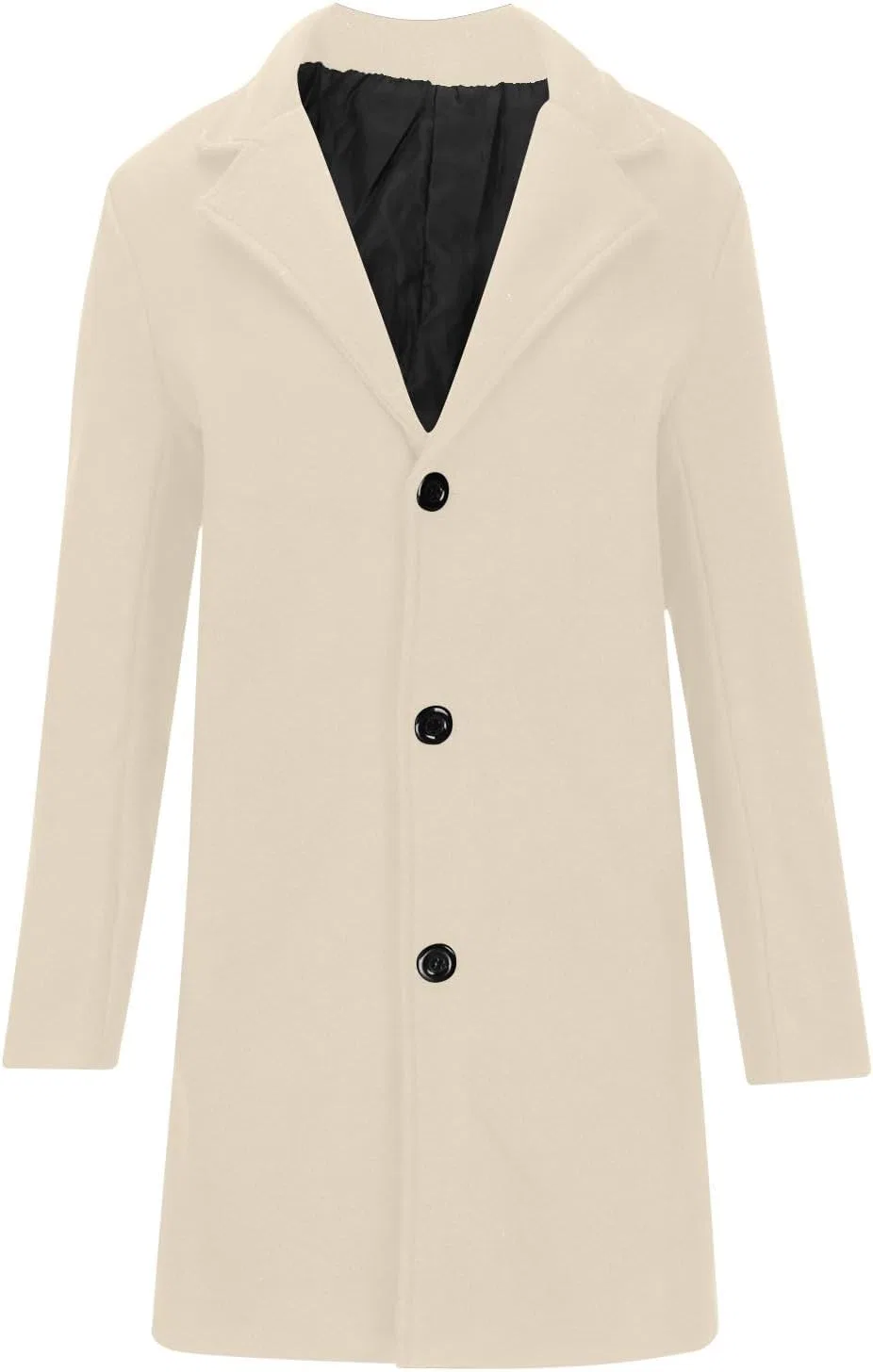 Мужское пальто тренч из шерсти однобортное классическое pea coat с отложным воротником длинная куртка на зиму generic, бежевый — фото 3