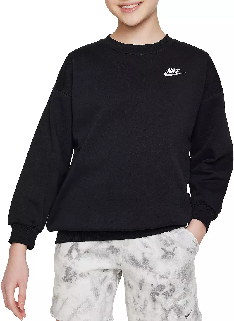 

Большой флисовый свитшот Nike Sportswear Club для девочек, черный