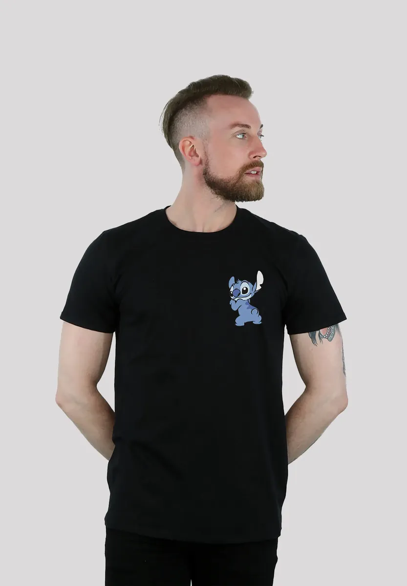 

F4NT4STIC Футболка "Disney Lilo And Stitch", мужская, премиум-мерч, стандартного кроя, базовая, с принтом, черный