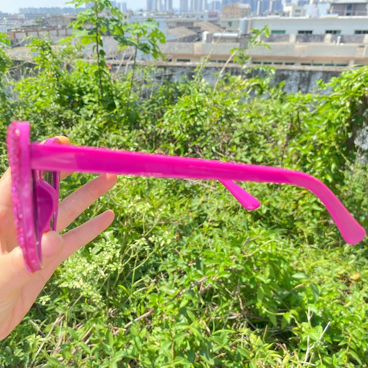 

Милые женские солнцезащитные очки в форме сердца, модные, блестящие, с бриллиантами, многоугольные, с розовыми стразами, с защитой от УФ-излучения mincl, Rose