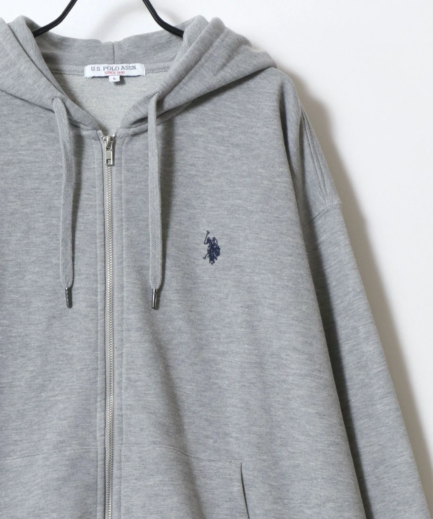 Мужская флисовая толстовка на молнии, производства US POLO ASSN. U.S. Polo Assn., gray — фото 2