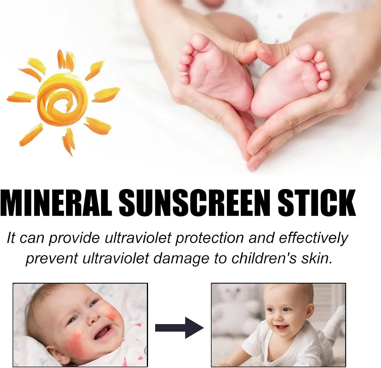 Солнцезащитный стик для детей и чувствительной кожи Baby Sunscreen Stick 50, SPF 50, 40 г, мятно-зеленый Generic — фото 4