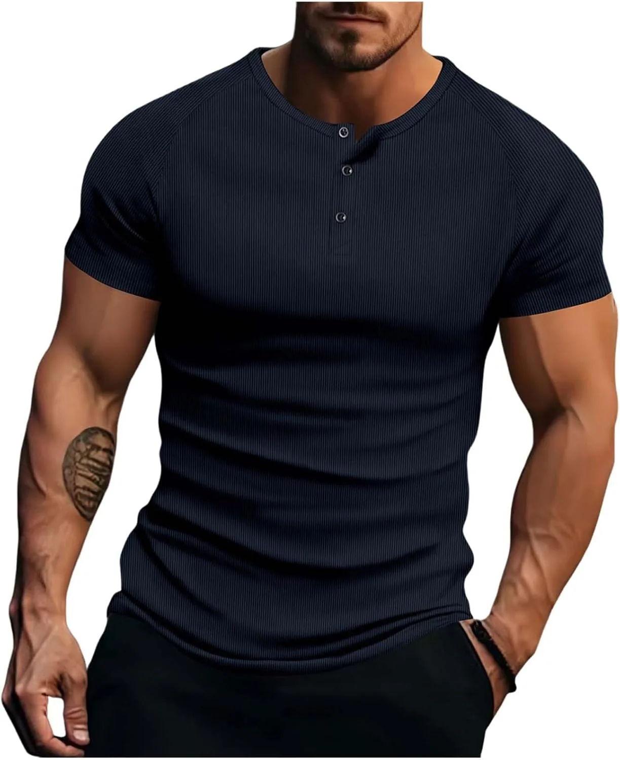 

Мужская футболка Henley с коротким рукавом, Slim Fit kuweot