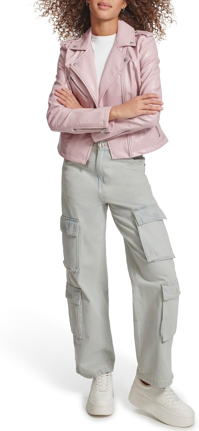 Женская куртка-косуха Levi's классическая кожаная, розовый — фото 2