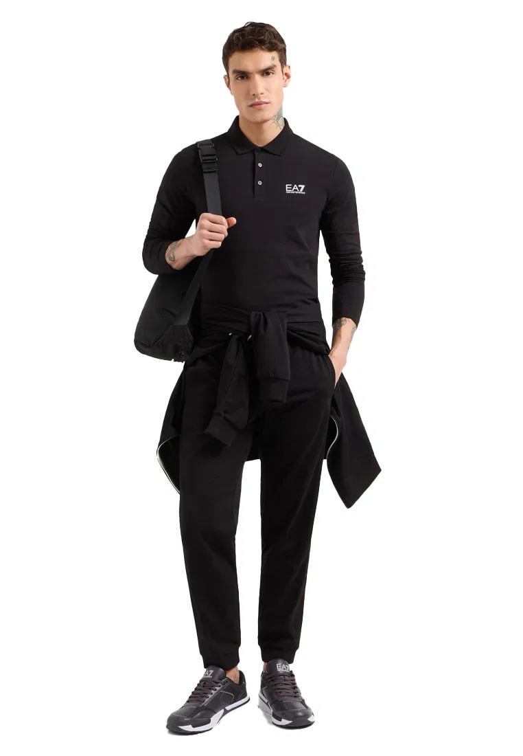 Мужское поло с длинным рукавом, черное, модель 8NPF15 PJVQZ Emporio Armani — фото 2
