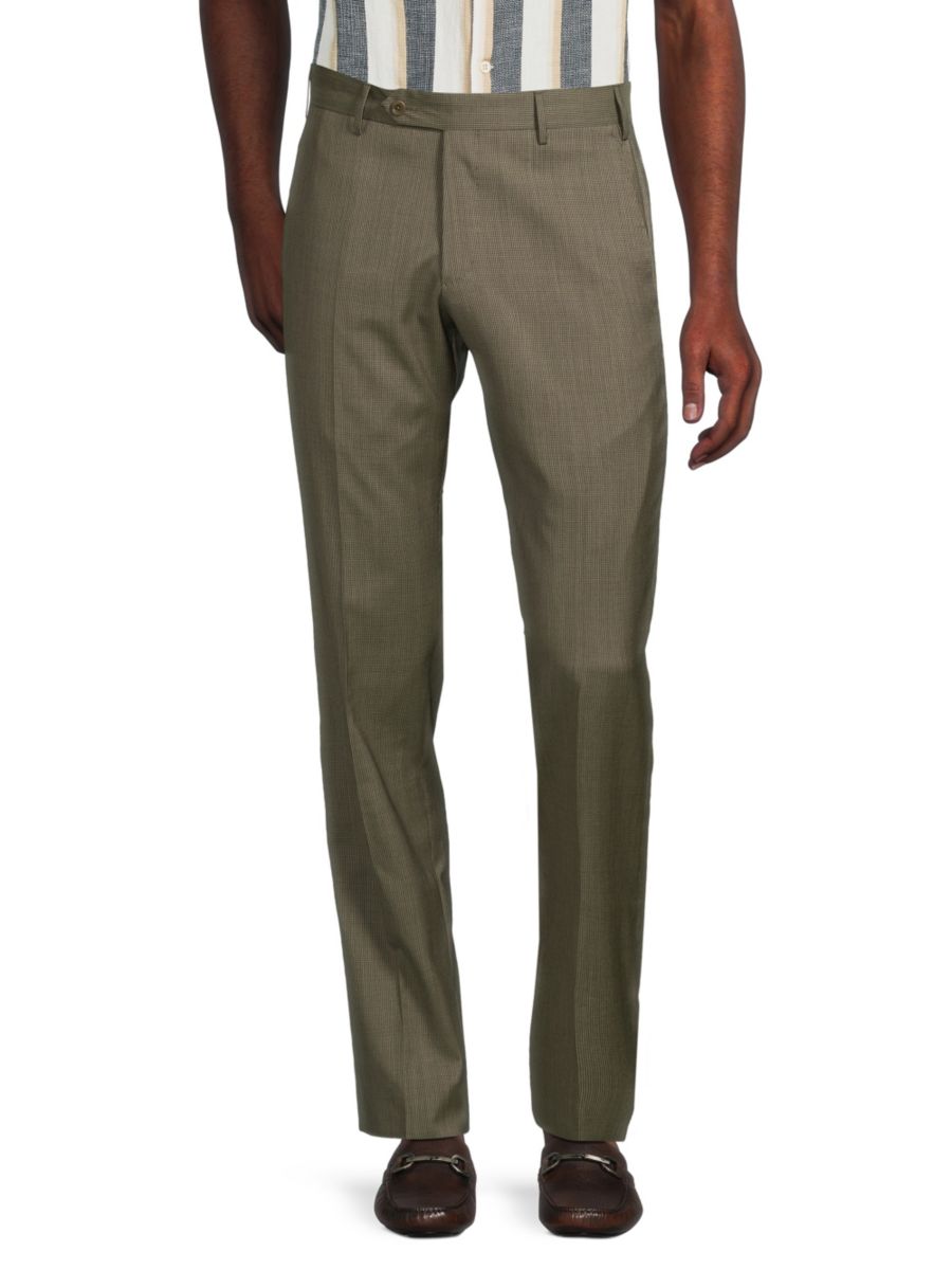 

Шерстяные брюки Parker Modern Fit Zanella, оливковый