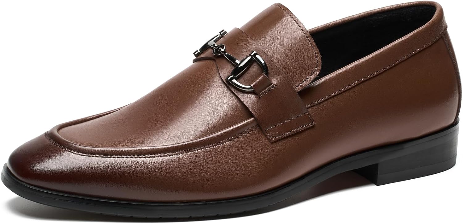 

Мужские кожаные лоферы-пенни, классические туфли на низком каблуке, с дышащей подкладкой и прочной резиновой подошвой Gutouge, Brown-1