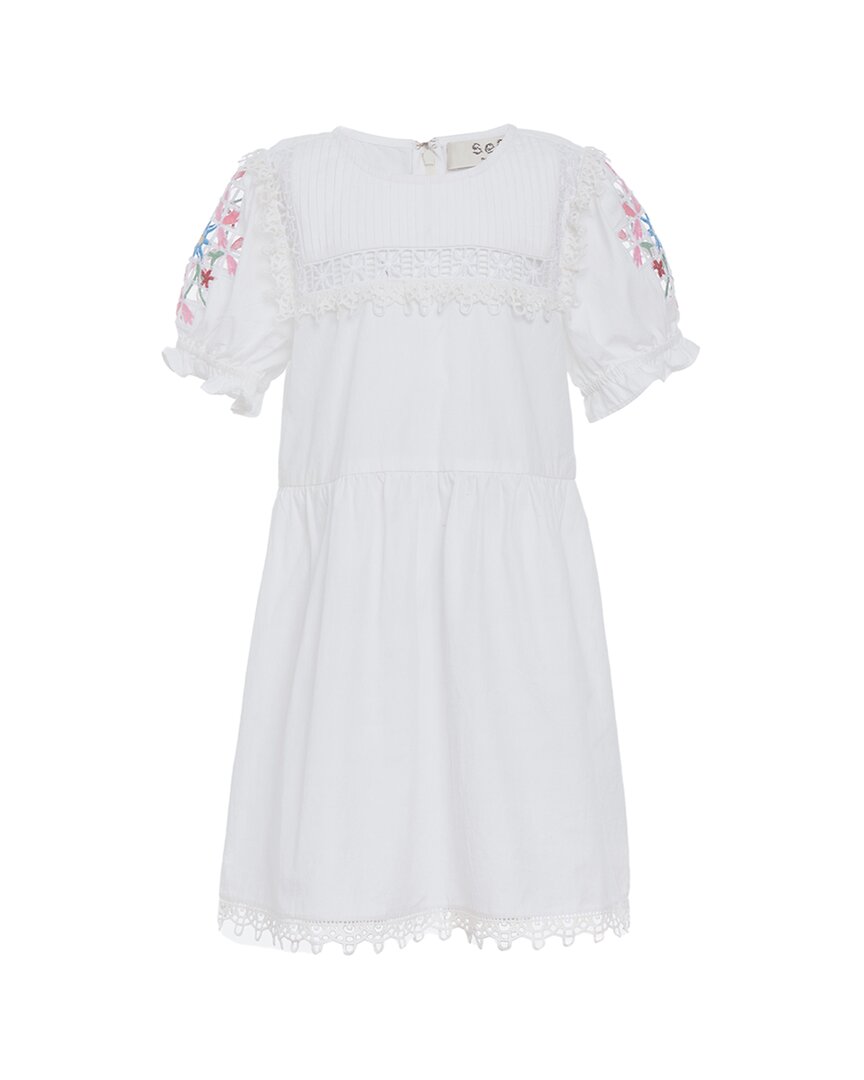 

Платье с вышивкой и пышными рукавами Sea New York, кремовый