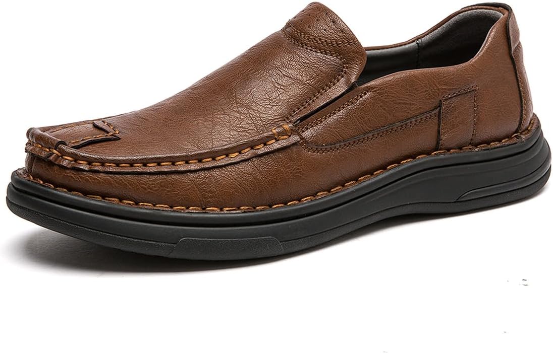 

Мужские слипоны-лоферы из кожи, повседневные легкие туфли для ходьбы и выхода Mecolop, коричневый