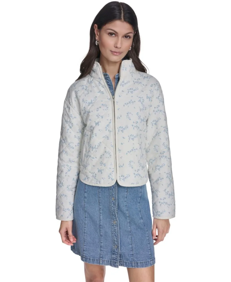 Женская стеганая короткая куртка на молнии Levi's, белый floral — фото 2