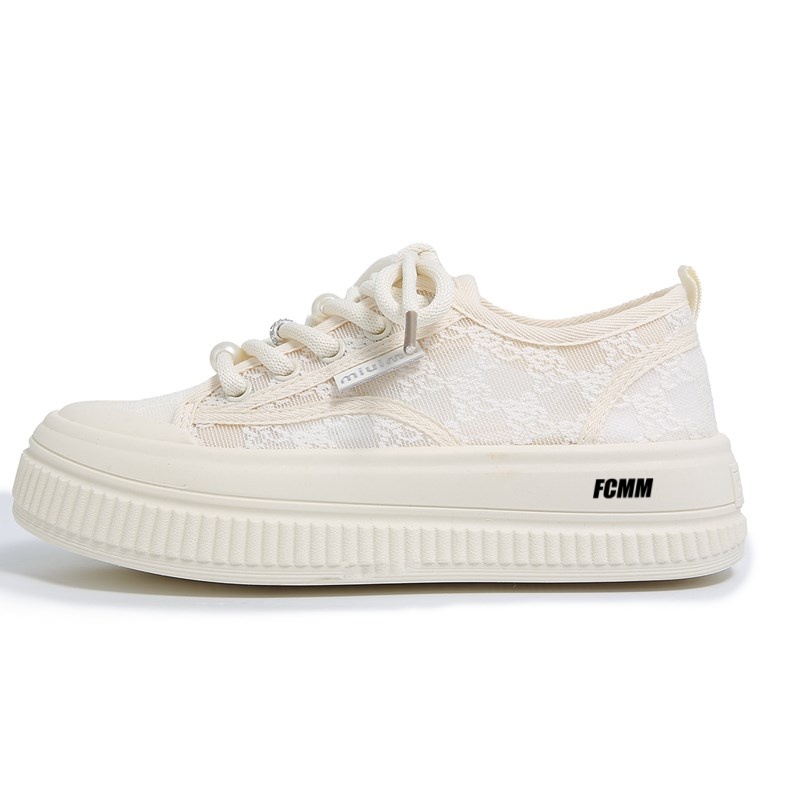 

Нескользящие и дышащие низкие детские кроссовки для скейтбординга для подростков FCMM, бежевый