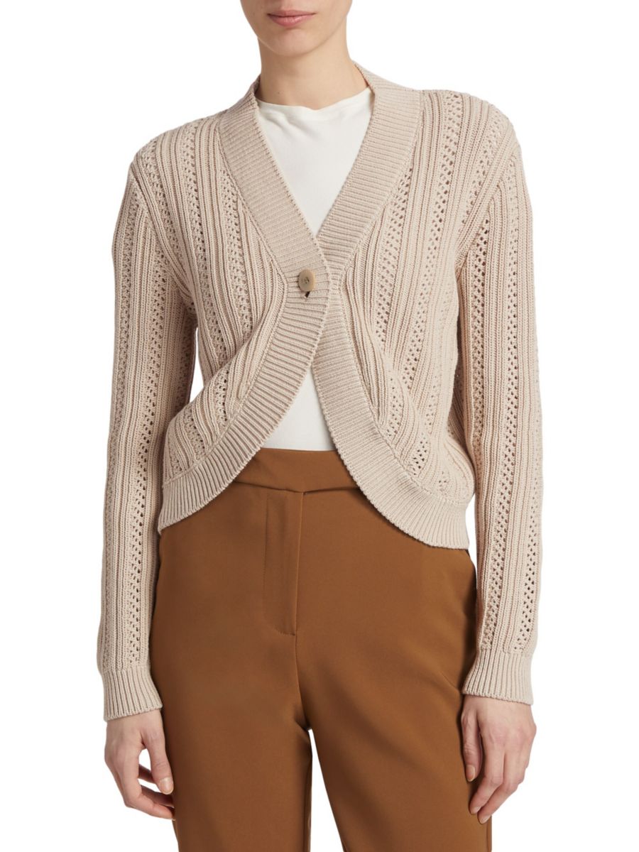 

Вязаный крючком кардиган-болеро с пуантами Saks Fifth Avenue, кремовый