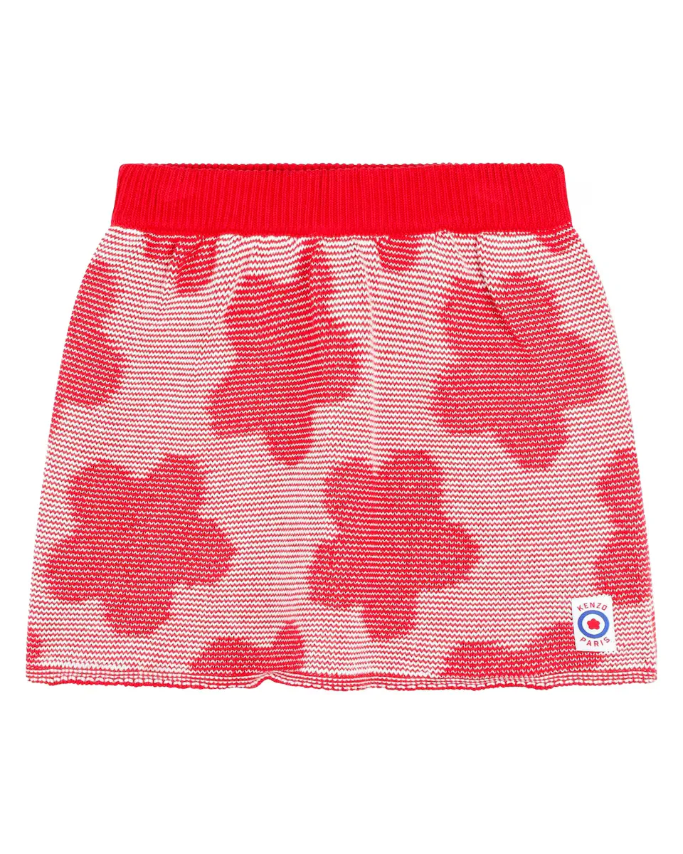 

Юбка для девочки с жаккардовыми цветами и резинкой на талии Kenzo Kids, красный