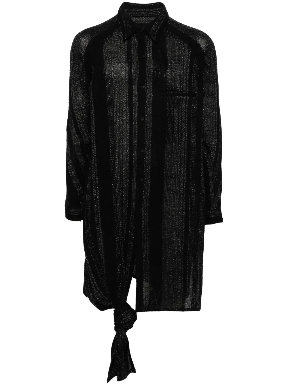 

Полосатая рубашка с узлом Yohji Yamamoto, черный