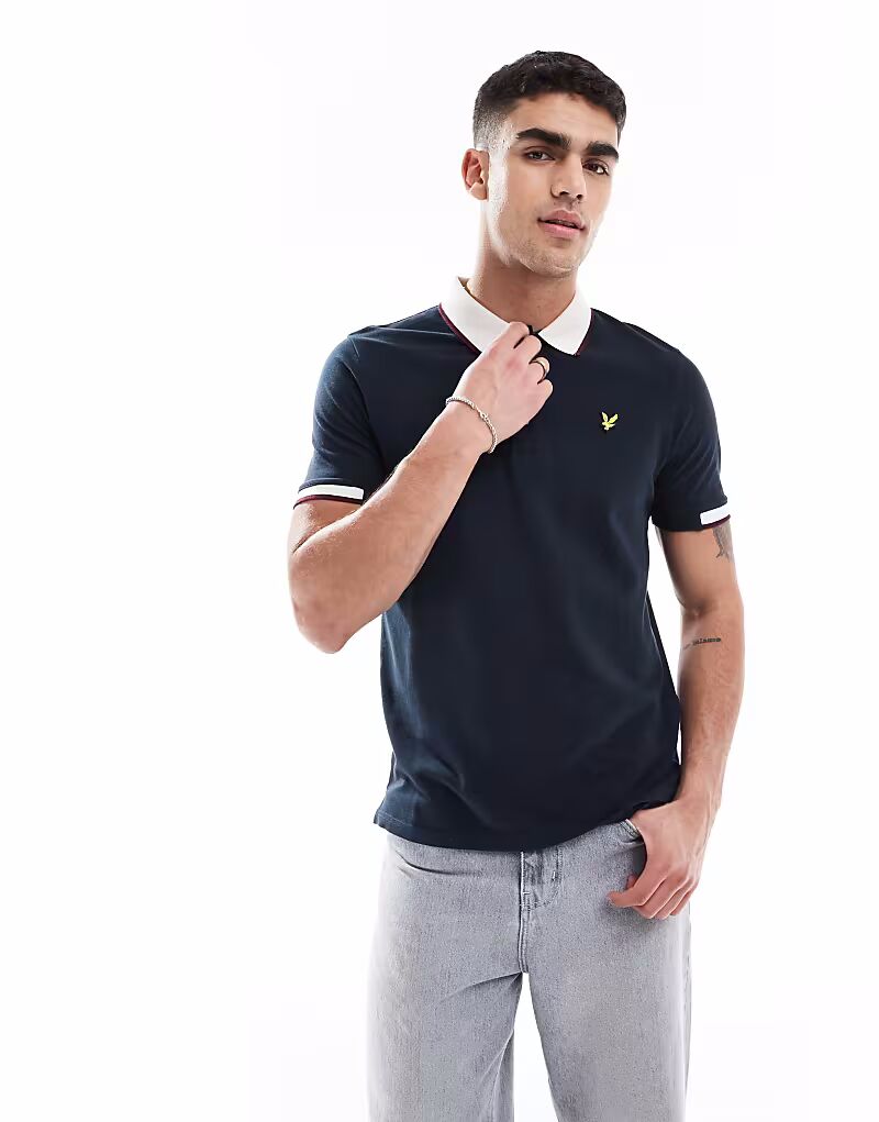 

Рубашка-поло Lyle & Scott с полуокантовкой темно-синего цвета