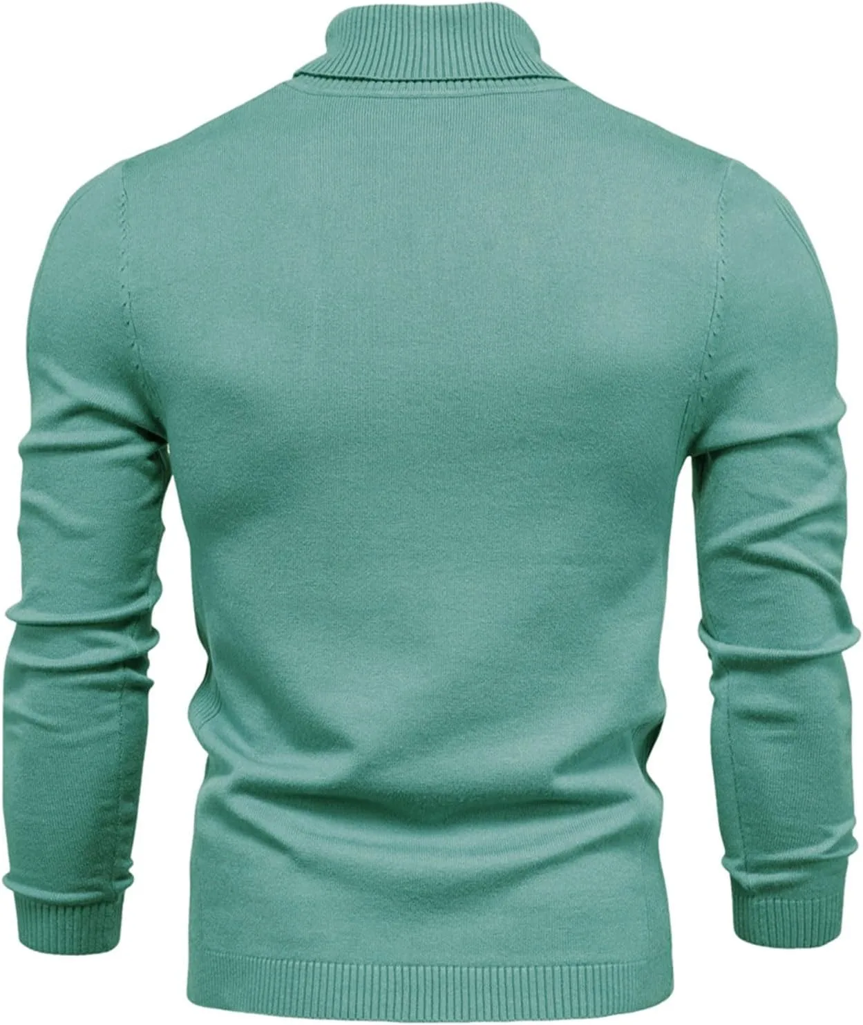 Мужской свитер с высоким воротником, длинным рукавом, Slim Fit, легкий — фото 2