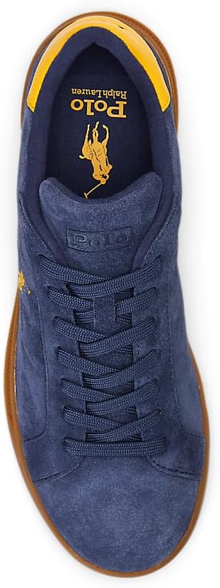 Polo Ralph Lauren мужские кроссовки Suede-HRT Crt II с низким верхом на шнуровке, Navy/Gold — фото 3