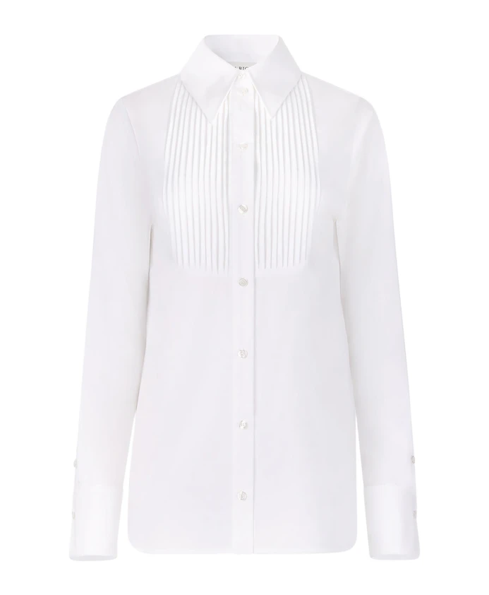 

Хлопковая рубашка с нагрудником Nina Ricci, белый