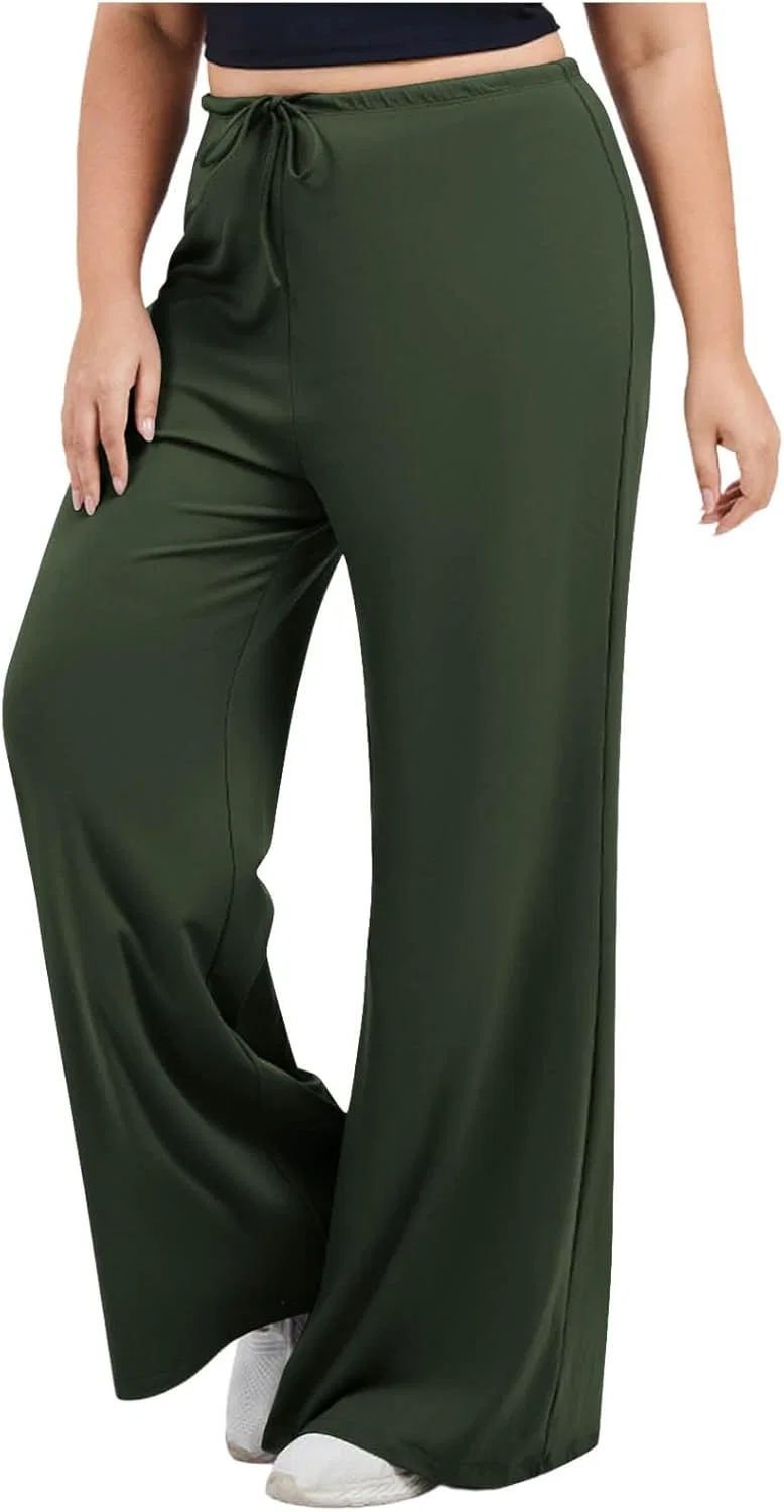 Спортивные брюки для женщин плюс сайз, широкие, с высокой талией, Army Green