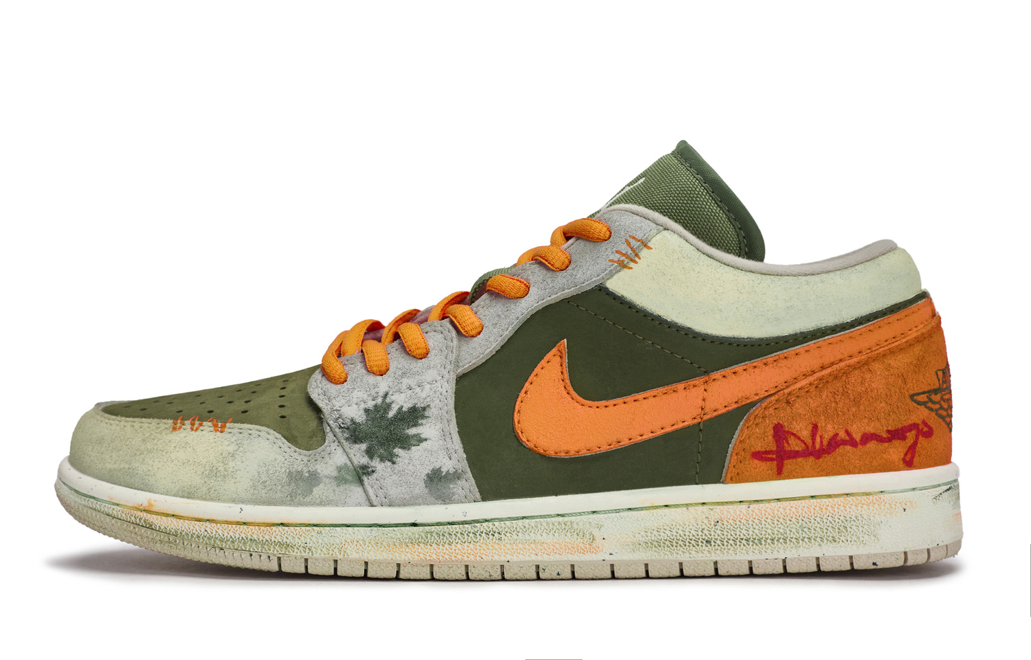 

Jordan Air 1 811 Manufacturing, Fallen Leaves Drift Low top Vintage Basketball Shoes Unisex серый зеленый Orange