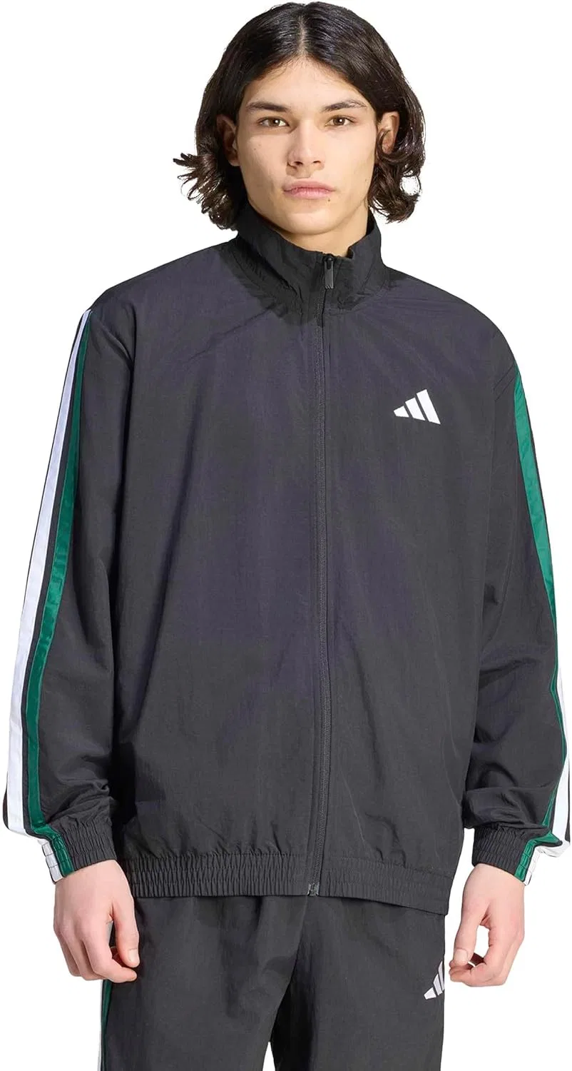 Куртка спортивная adidas, Regular-fit, цвет Black/Team Dark Green/White/Better Scarlet