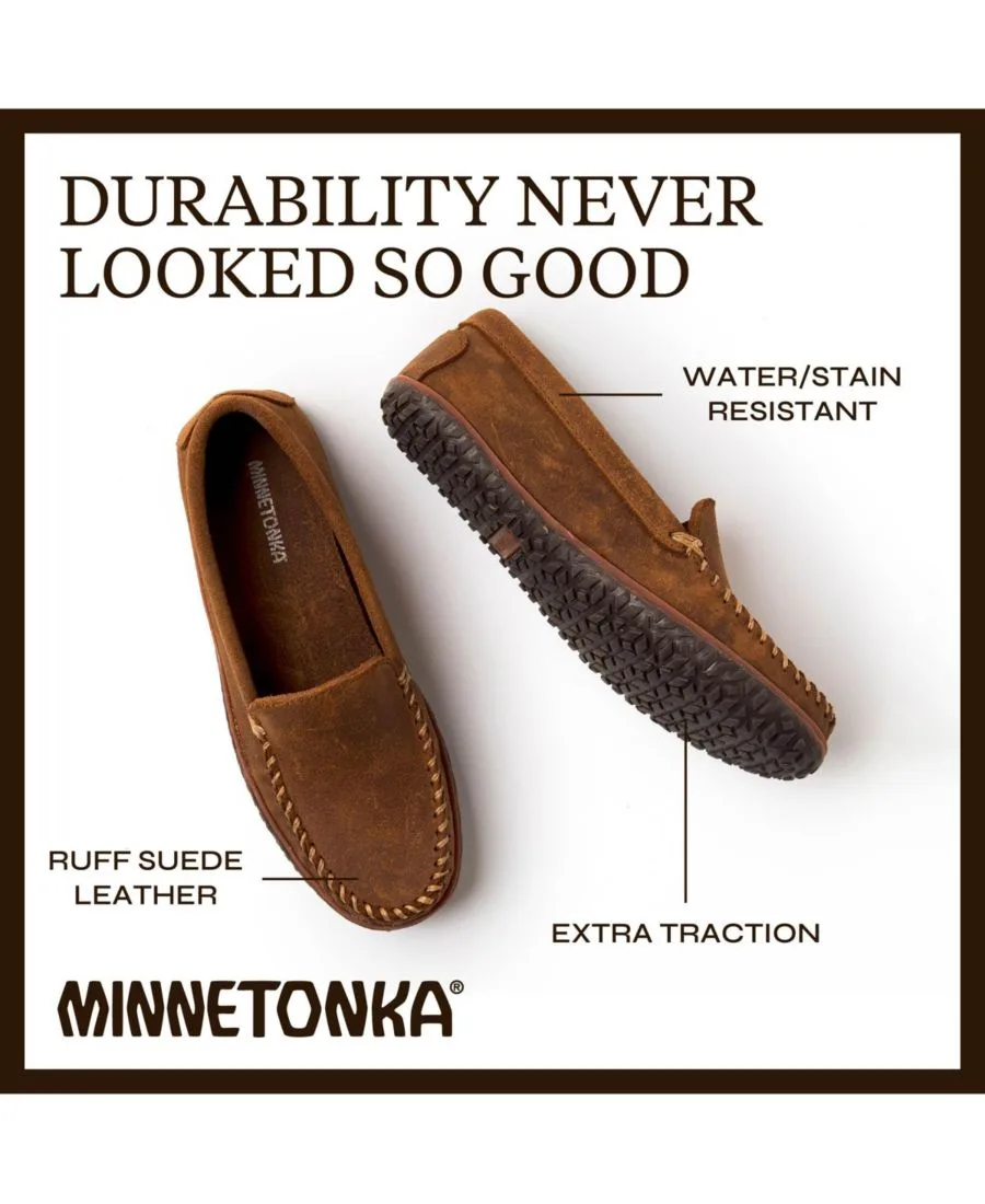 Мужские замшевые лоферы Venetian Tread без шнурков Minnetonka, коричневый ruff — фото 4