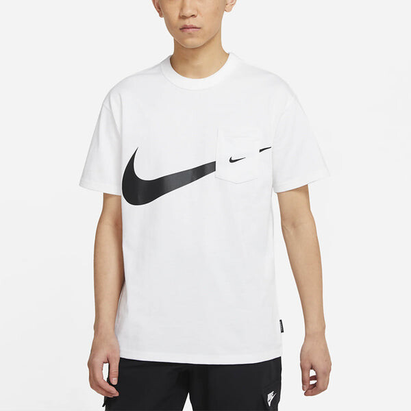 Футболка sportswear swoosh casual sports round neck logo pocket short sleeve white Nike, белый — фото 4