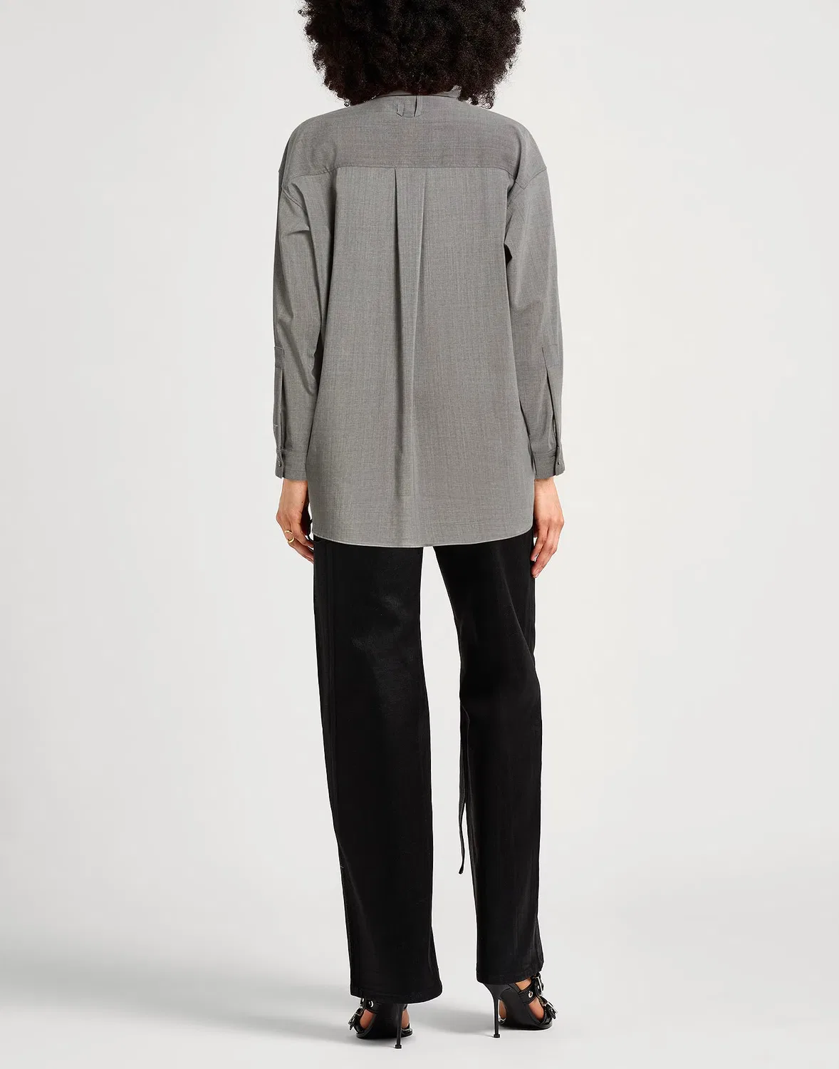 Рубашка длинная из шерсти JACQUEMUS серая — фото 3