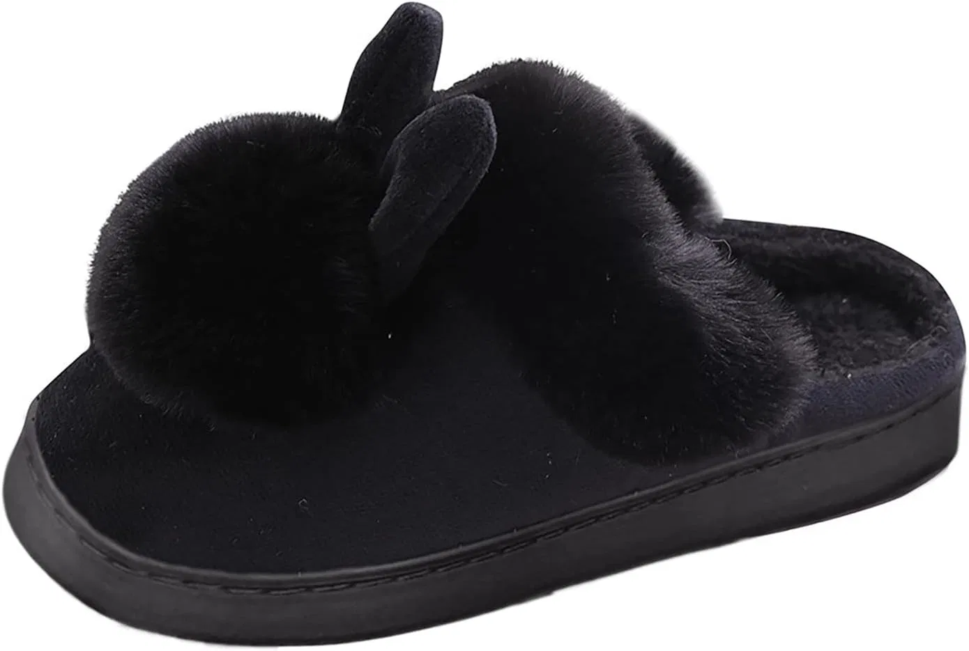 Hausschuhe Damen Warm - Süße Plüsch Furry Flauschige Домашние тапочки Warme Männer Aesthetic Lustig Hauspantoffeln Winter Offen Hausschlappen F SKFLABOOF, 016D Black