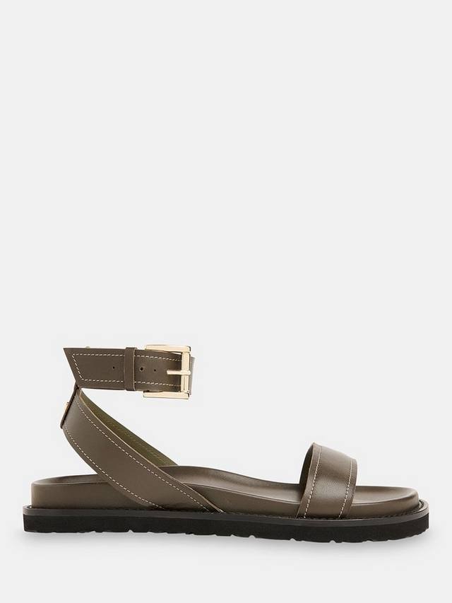 Ottie кожаные сандалии с контрастной строчкой и ремешками Whistles, Khaki
