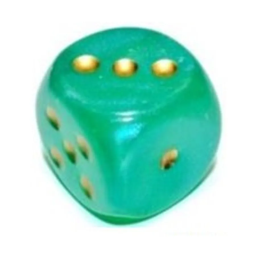 

d6, 16 мм, светло-зеленый с золотом (12) (3-е издание), Dice - Borealis - d6 16mm (Chessex)