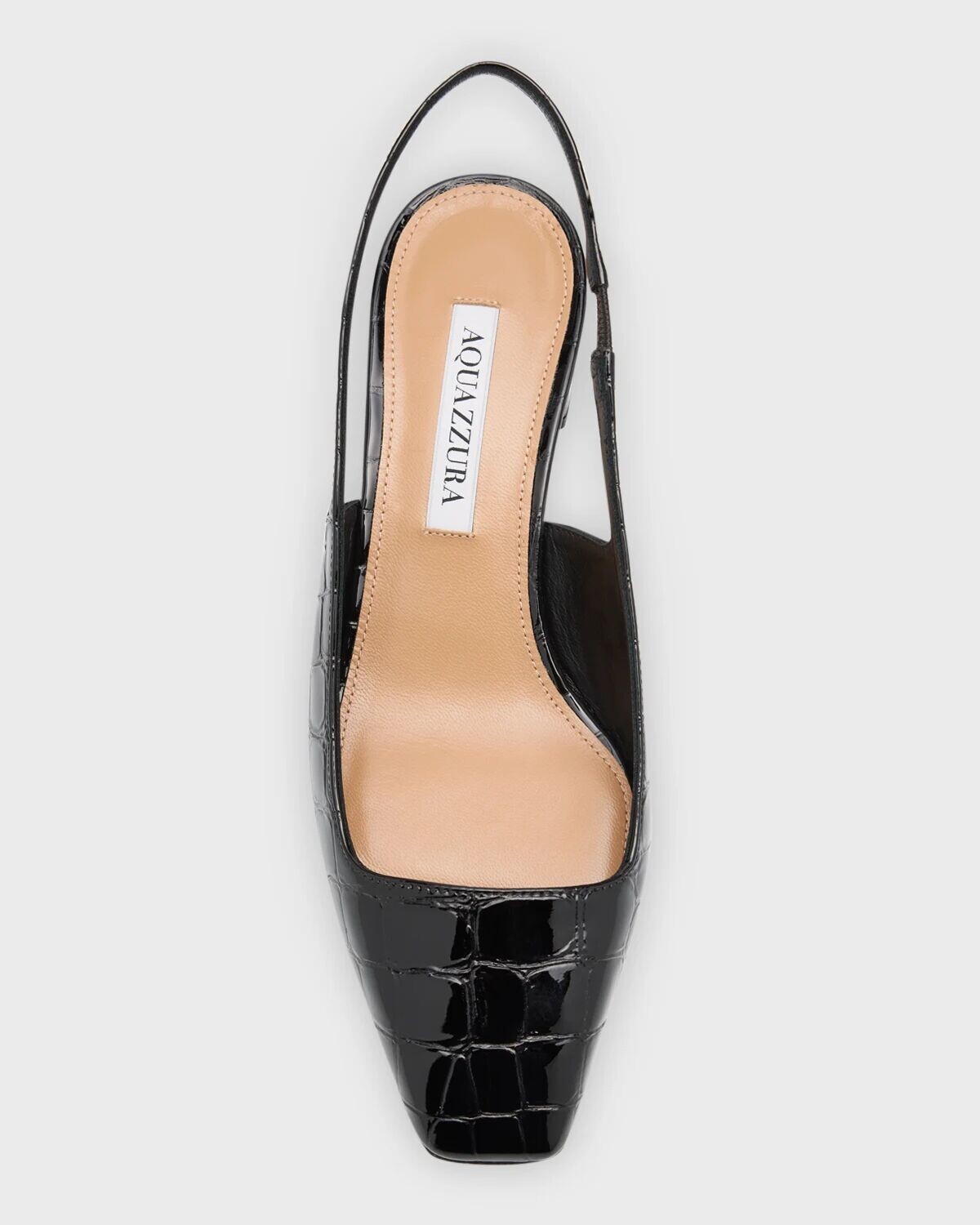Балетки Ginza Croco с пяткой на пятке Aquazzura, цвет Black — фото 4