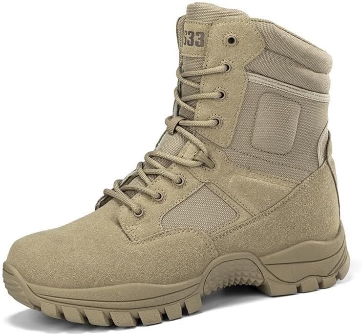 

Мужские ботинки с высоким берцем - толстая противоскользящая резиновая подошва с глубоким протектором для активного отдыха на улице Heelvirtuosa, бежевый