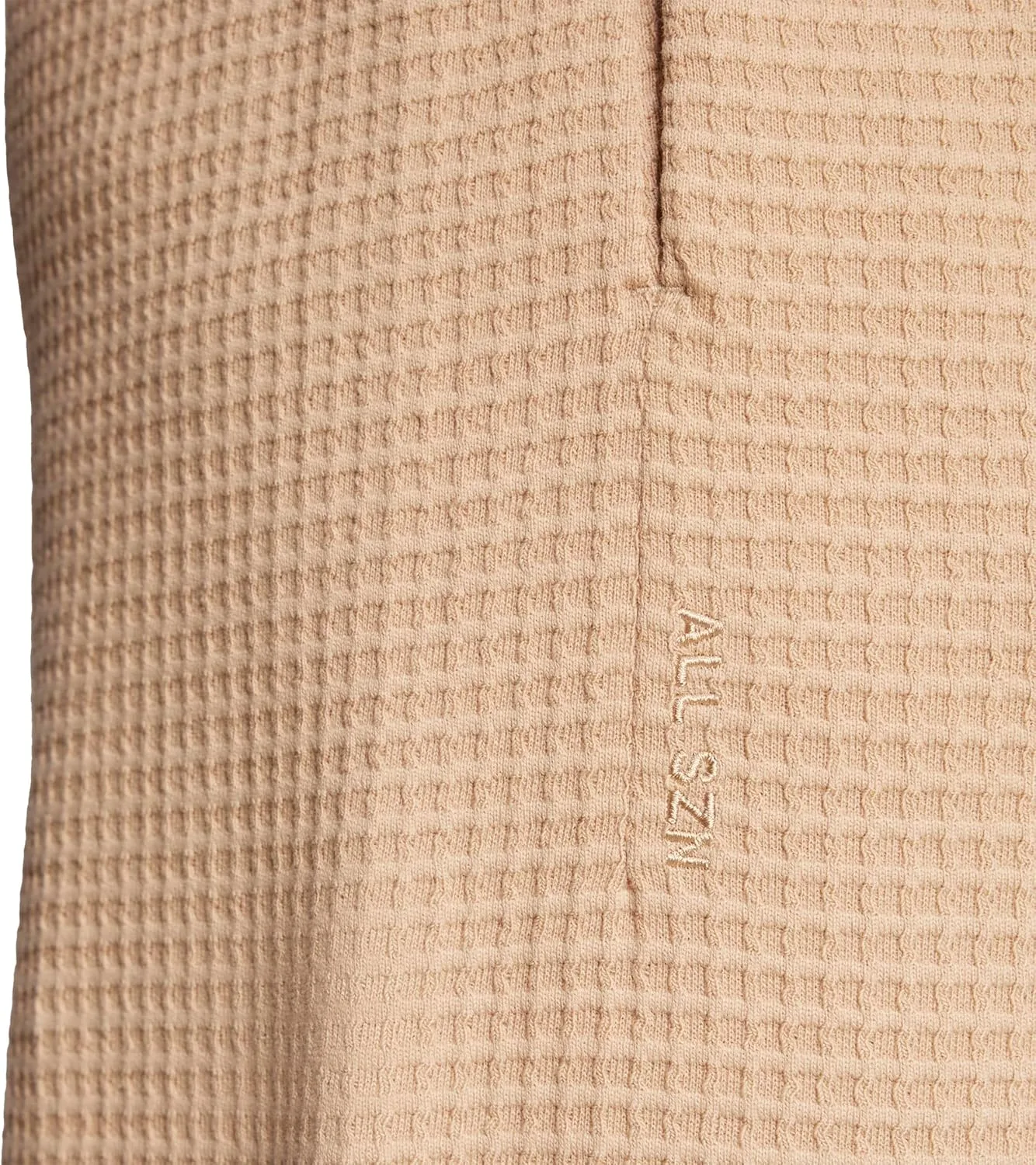 Мужские брюки Adidas All Season из вафельной вязки свободного кроя с открытым низом, Warm Sandstone — фото 4