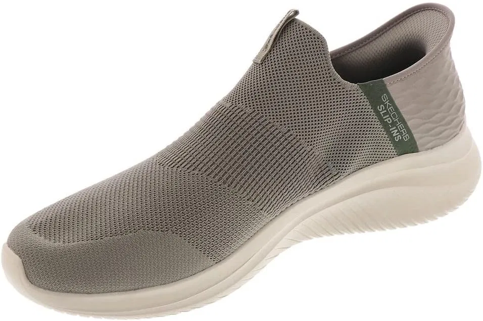 Мужские спортивные туфли Skechers Ultra Flex 3.0 Smooth Step, Taupe Knit Olive Trim — фото 4