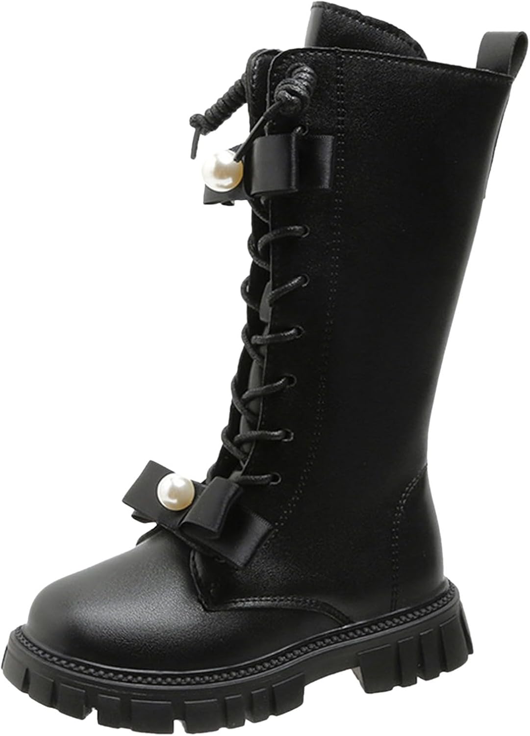 

Ботинки на шнуровке, сапоги до середины икры, боевые ботинки, ботильоны из искусственной кожи с боковой молнией, панк-готические высокие сапоги с бантом JEUROT, Black